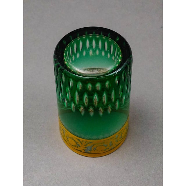 Mid 20th Century St Louis Crystal France Thistle Green & Gold Encrusted Tumbler Glass For Sale In Miami - Image 6 of 8
