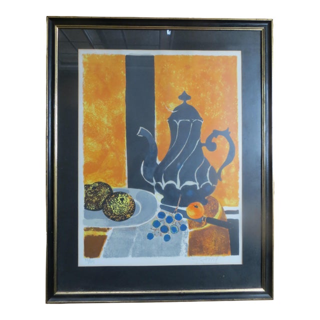 Mid 20th Century Lithograph Still Life After Yves Ganne Signed and Numbered 84/275 For Sale