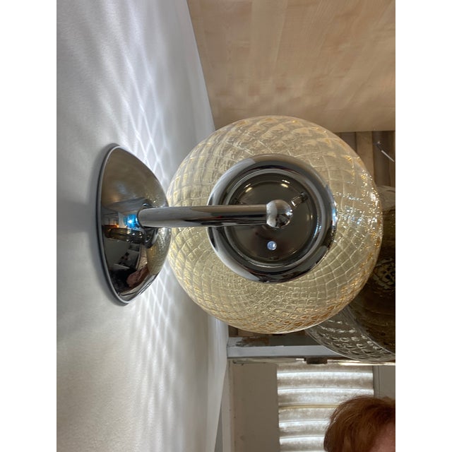 Metal Contemporary "Ballotton" Amber Murano Glass Wall Sconce For Sale - Image 7 of 13