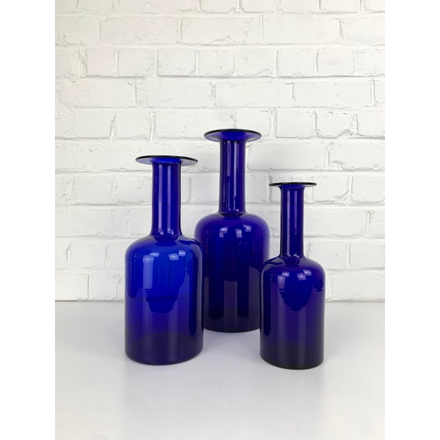 Blue Vintage Cobalt Blue Floor Vases by Otto Brauer for Holmegaard, Denmark, 1960s, Set of 3 For Sale - Image 8 of 9