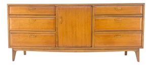 Light American Walnut 9 Drawers Sculptural Protruding Rounded Drawers Faces