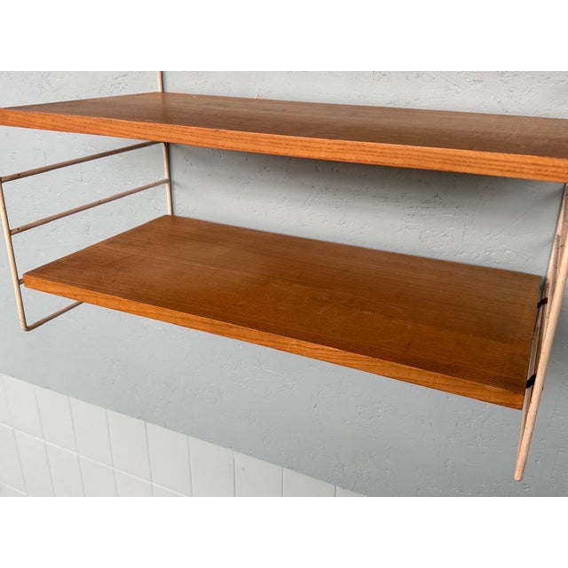Wood Vintage Scandinavian Wall Bookcase with Oak Shelves, 1960s For Sale - Image 7 of 12