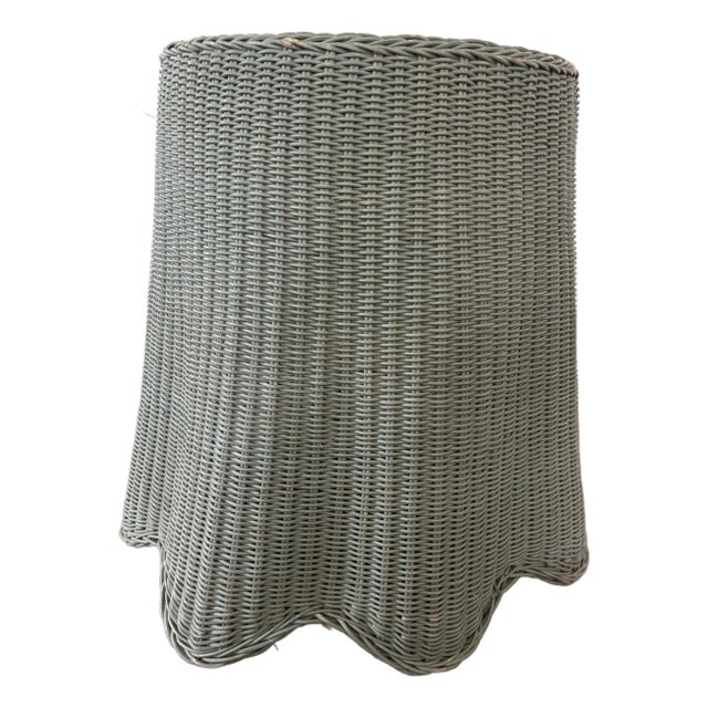 1970s Tromp L’oeil Vintage Green Wicker Draped Ghost Table For Sale