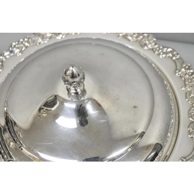 Vintage English Victorian Silver Plated Covered Chafing Dish Serving Platter For Sale - Image 10 of 15
