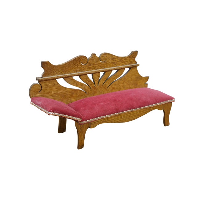 Victorian Antique Victorian Quartersawn Oak Salesman Sample Chaise Lounge Daybed 14" For Sale - Image 3 of 12