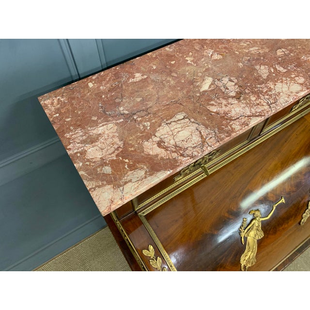 Traditional Large Antique French Empire Flame Mahogany Cylinder Desk, 1850 For Sale - Image 3 of 18