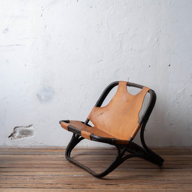 Italian Italian Bamboo and Leather Lounge Chair, 1960s For Sale - Image 3 of 18