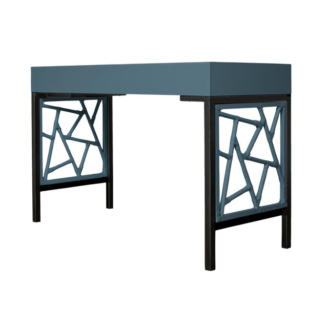 Tiffany Writing Desk - Regatta Blue For Sale In West Palm - Image 6 of 9
