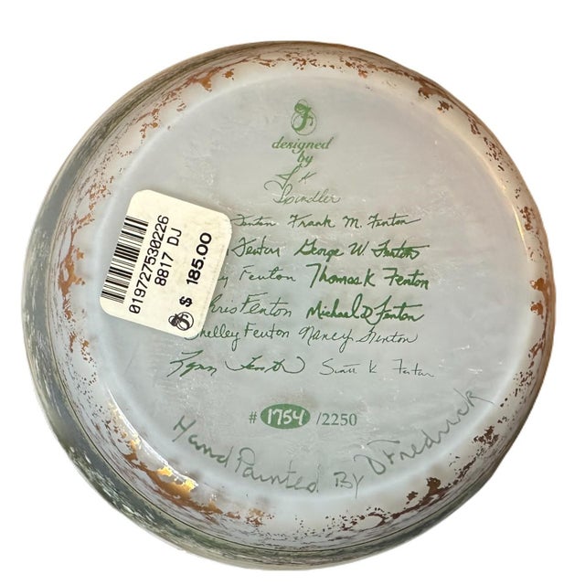 Glass Vintage Fenton "After the Rain" Hand Painted French Opalescent Satin Glass Vase For Sale - Image 7 of 10