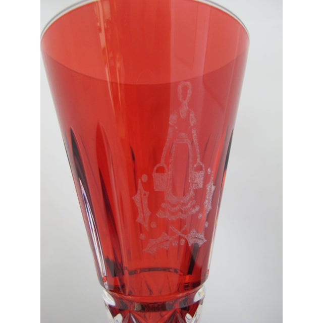 Early 21st Century Waterford Crystal 12 Days of Christmas 8 Maids Milking Crimson Champagne Flute For Sale - Image 5 of 8