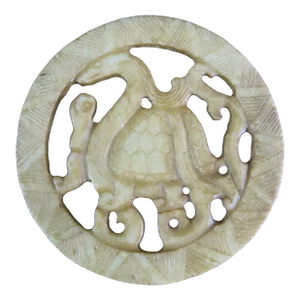 Chinese Han Style Turtle & Serpent Carved Jade Bi Disc