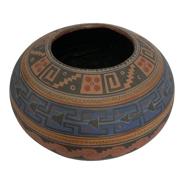 Hand Painted Mexican Vessel For Sale