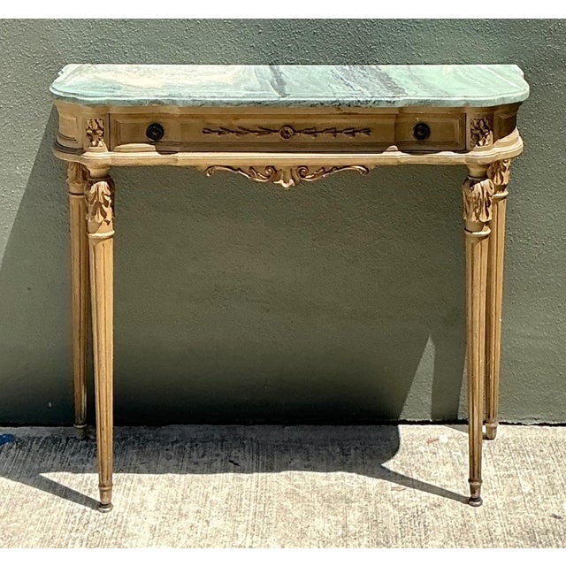 Vintage Marble Top Carved Console Wall Table For Sale - Image 15 of 15