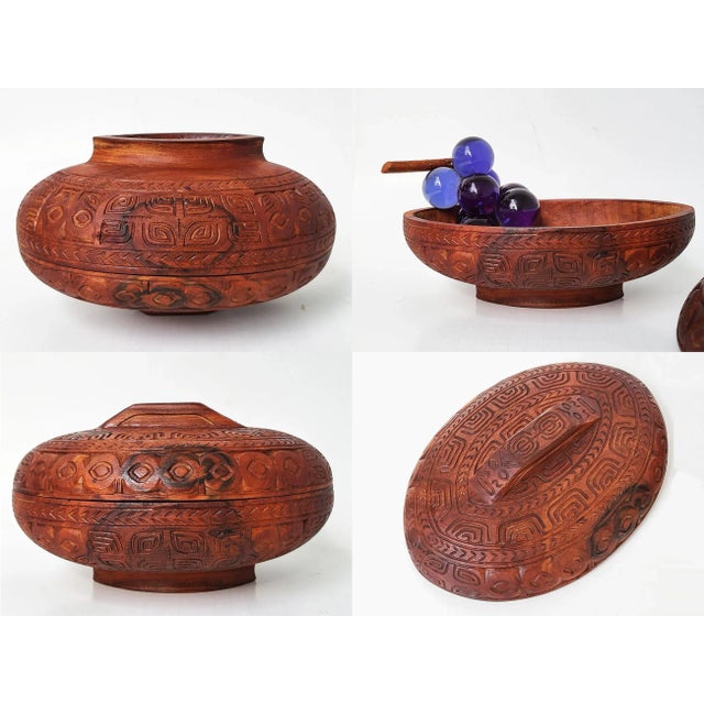 Early 20th Century Handcarved Oceanic Wood Tureen For Sale - Image 5 of 10
