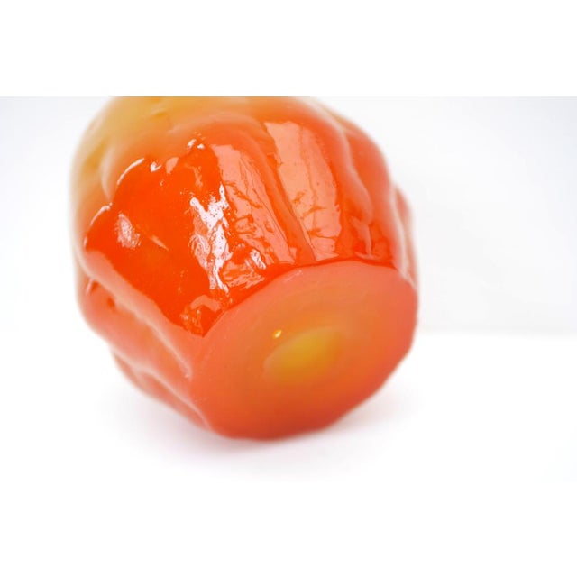 A stunning massive bright orange vintage glass candle holder or small vase from the Selena series, made by the talented...