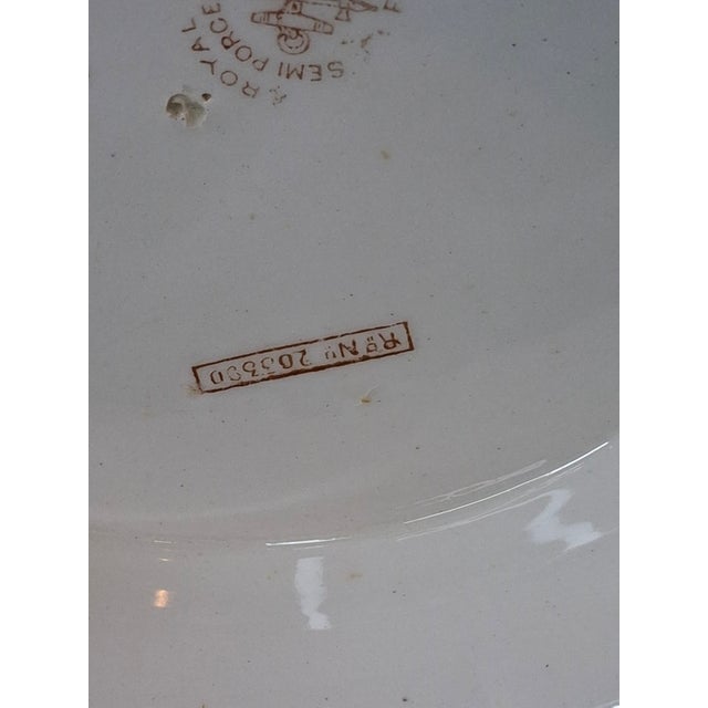 Antique Furnivals Rustic Punch Bowl 1893 Royal Semi Porcelain Brown Transferware 16" For Sale - Image 13 of 15