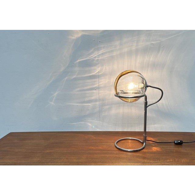 Mid-Century German Space Age Glass and Chrome Table Lamp, 1960s For Sale - Image 11 of 18