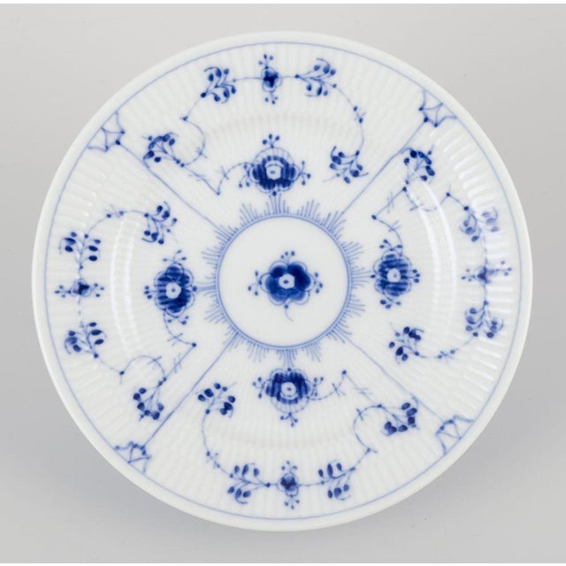 1970s Blue Fluted Plain Salad Plates in Porcelain from Royal Copenhagen, 1970s, Set of 4 For Sale - Image 5 of 9