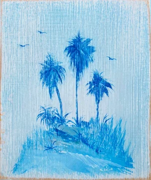 Shattered Silk Delftware Inspired Original Palm Trees Painting