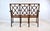 Faux Bamboo Settee With Leather Cushion, Tortoise Shell Finish For Sale - Image 9 of 15