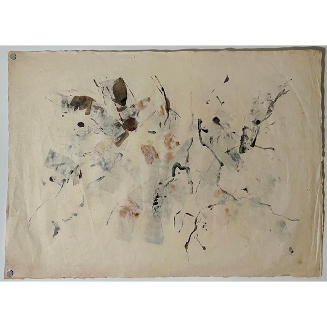 John Von Wicht, Large Abstract Expressionist Oil Painting on Rice Paper Modernist John Von Wicht, c.1960's For Sale - Image 11 of 15
