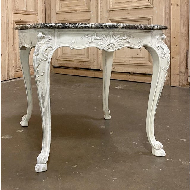 19th Century French Regence Painted Marble Top Table For Sale - Image 9 of 14