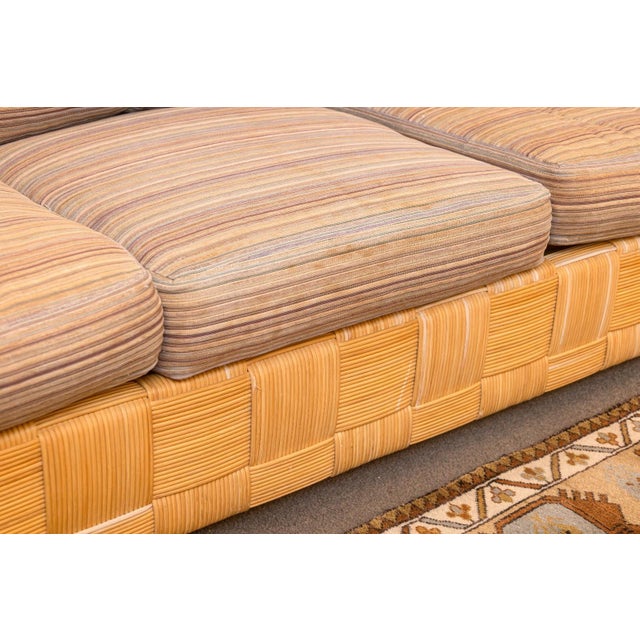 Rare Vintage John Hutton for Donghia Block Island Woven Rattan Sofa For Sale - Image 10 of 11