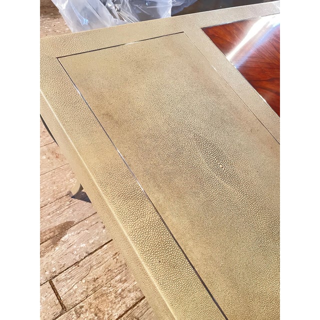 Writing Desk in Faux Shagreen With Walnut Writing Surface. For Sale - Image 9 of 17