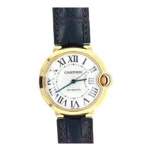 Cartier Ballon Bleu 36mm Automatic Watch Ref. 3003 in 18K Gold With Leather Strap