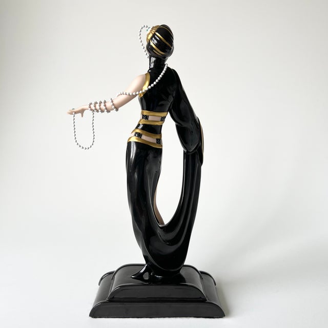 Pearls and Emeralds Fine Porcelain Figurine from House of Erté, 1990s For Sale - Image 4 of 9