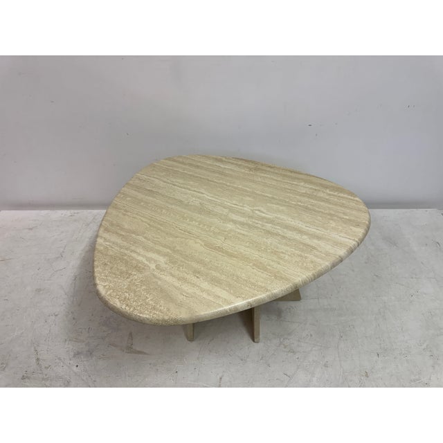 Cream Vintage Italian Pear Shaped Travertine Coffee Table, 1980s For Sale - Image 8 of 17