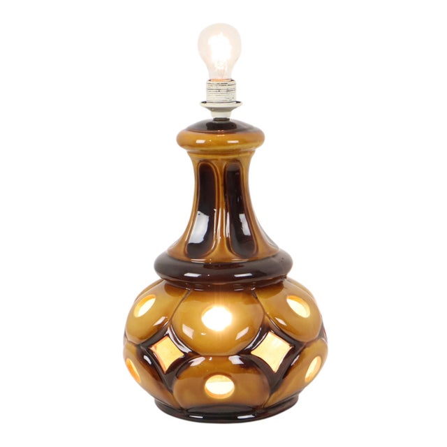 Beautiful vintage lamp base with two light sockets; West German pottery from the 1960s–70s, unmarked and unnumbered. This...