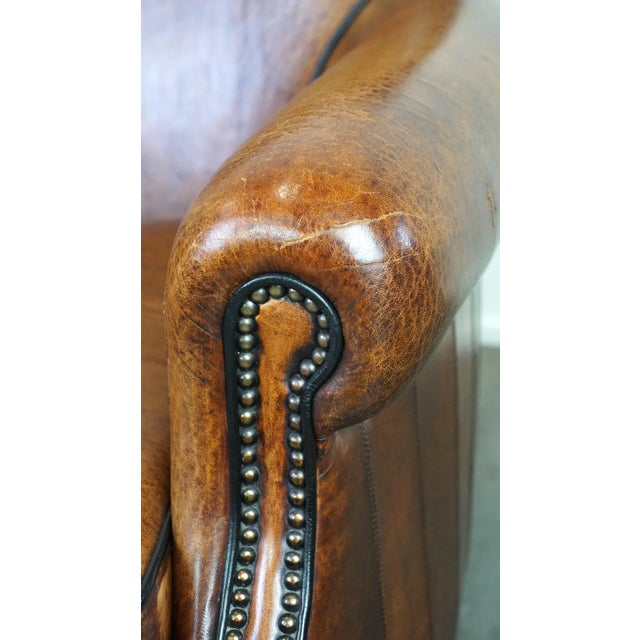 Vintage Sheep Leather Armchair For Sale - Image 9 of 12