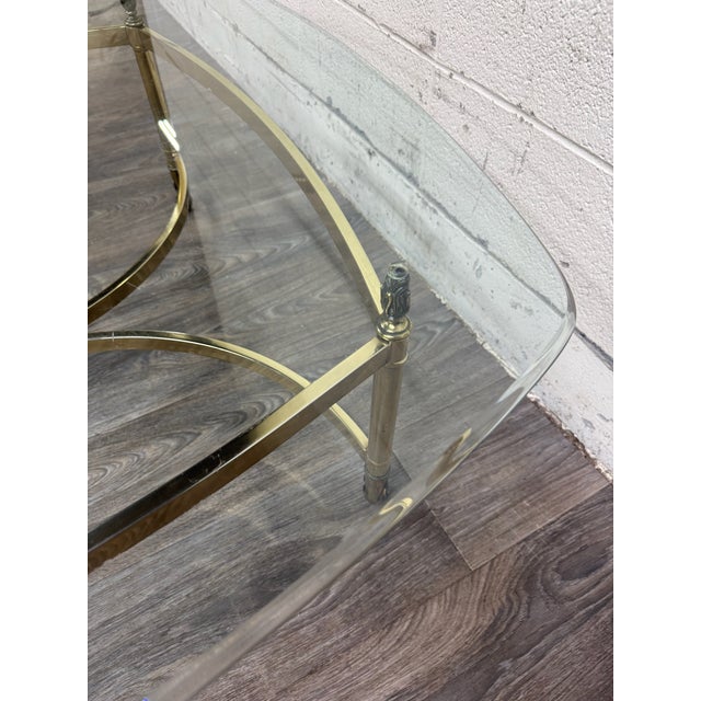 Vintage Hollywood Regency Brass Coffee Table With Beveled Glass Top For Sale - Image 13 of 13