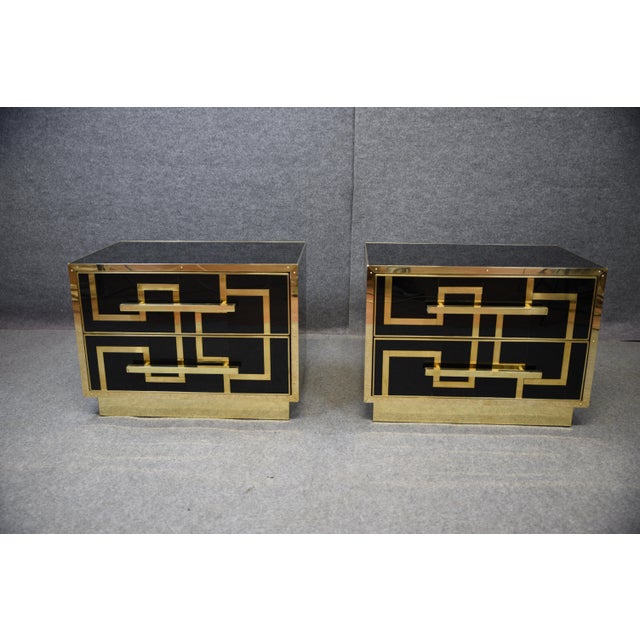 Wooden Bedside Tables in Black Glass from Justfurnituress SRL, Set of 2 For Sale - Image 12 of 13