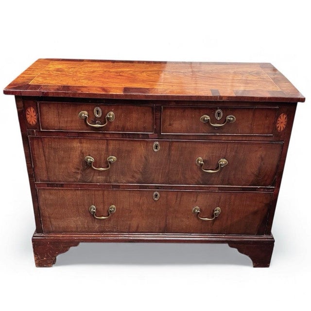 Georgian Walnut and Mahogany Chest of Drawers For Sale - Image 16 of 16