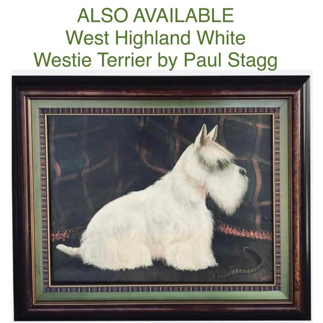Black 1970s Scottie Scottish Terrier Dog Portrait Oil Painting by Paul Stagg Signed & Framed For Sale - Image 8 of 10