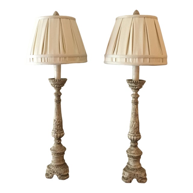 French Candlestick Lamps and Shades a Pair Chairish