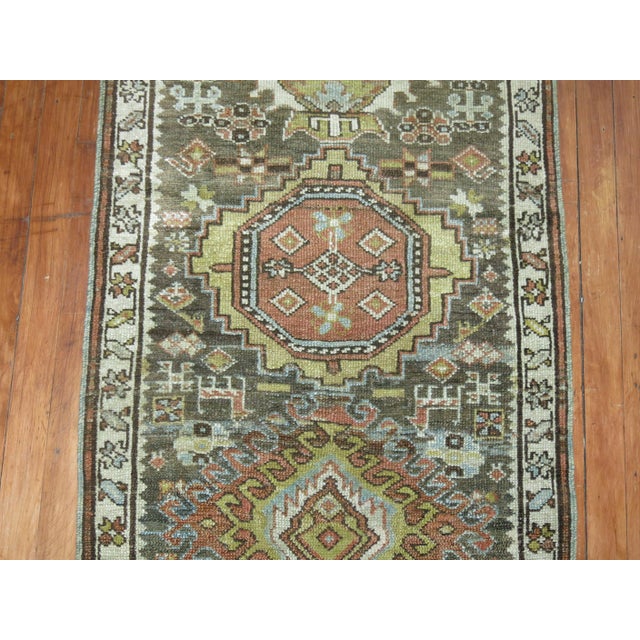 Persian Zabihi Collection Narrow Antique Persian Heriz Runner - 2'3" x 14'2" For Sale - Image 3 of 5