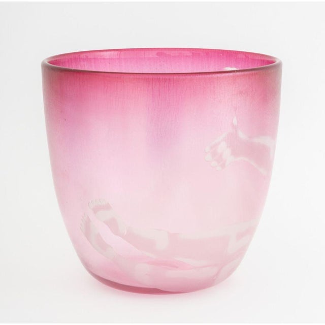 Pink Steven Newell Pink Art Glass Bowl, 1981 For Sale - Image 8 of 10