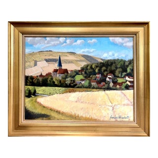 1960s French Landscape of Biene, Burgundy, by François Brochet (1925-2001) For Sale