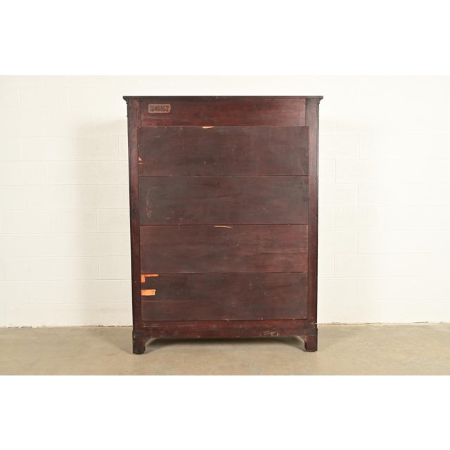 R. J. Horner Style Antique American Empire Flame Mahogany Glass Front Bookcase Cabinet, Circa 1890s For Sale - Image 12 of 13