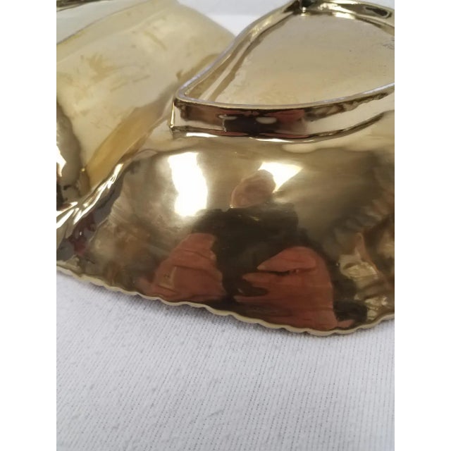 2010s Gold Colored Porcelain Oval Serving Piece With Two Sections For Sale - Image 5 of 10