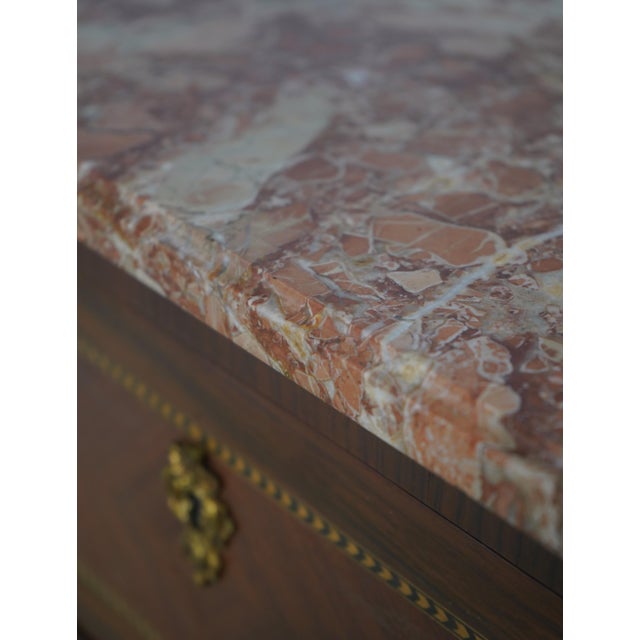Vintage French Style Inlaid Marble Top Lingerie Chest For Sale - Image 11 of 15