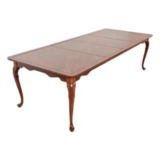 Harden Furniture Queen Anne Solid Cherry Wood Parquet Top Extension Dining Table, Newly Refinished For Sale