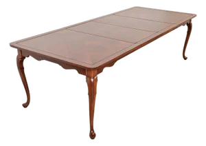 Harden Furniture Queen Anne Solid Cherry Wood Parquet Top Extension Dining Table, Newly Refinished