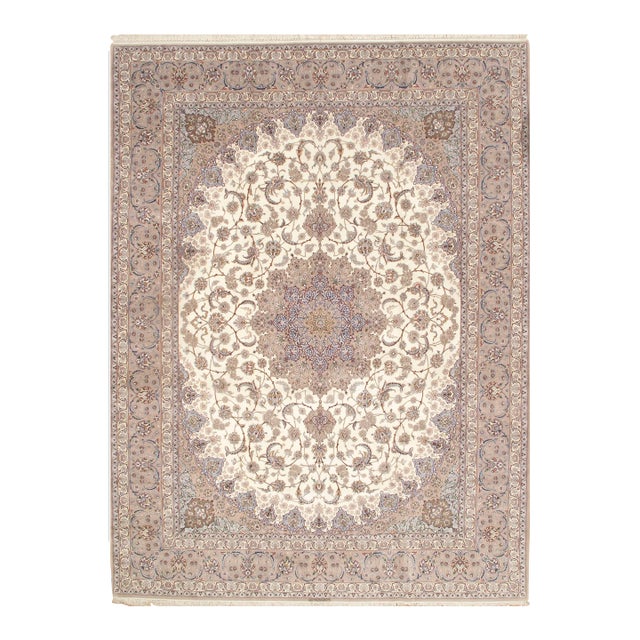 Pasargad Beige Persian Isfahan Silk & Wool For Sale