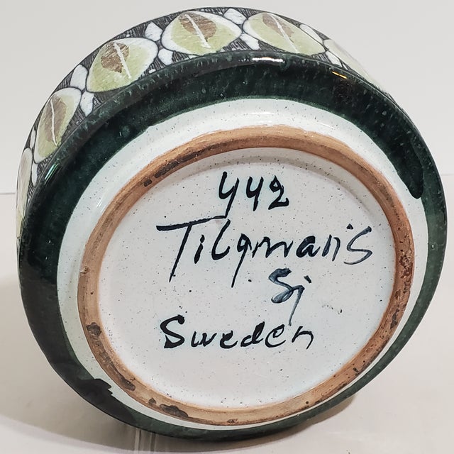 Mid-Century Modern Mid 20th Century Tilgmans Sweden Art Pottery Vase Sgraffito Butterflies Siv Jakobsson For Sale - Image 3 of 7