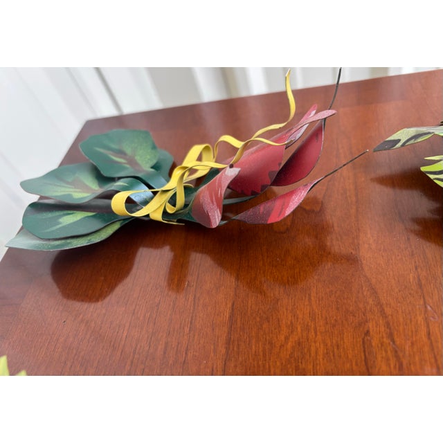 Signed Young ’92 Layered Metal Garden Vegetable Wall Sculptures – Set of 5 Hand-Painted Folk Art Pieces For Sale - Image 11 of 12