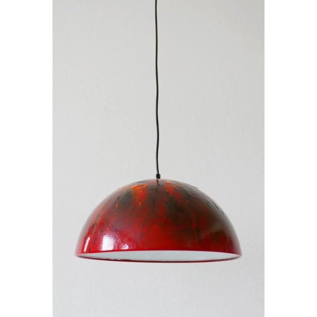 Maroon Large Mid-Century Enameled Dome Pendant Lamp, 1960s For Sale - Image 8 of 17